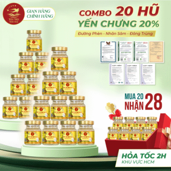 Nước Yến Chưng 20% – Combo 20 nhận 28 Hũ