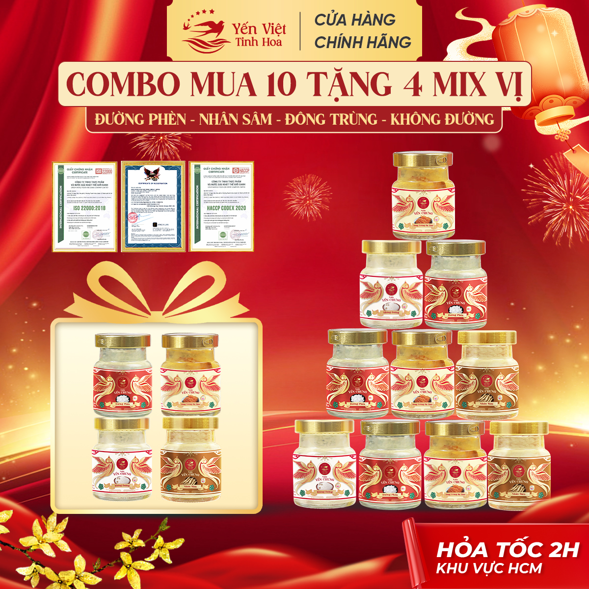 Yến chưng 35_ - combo 10 Mix vị