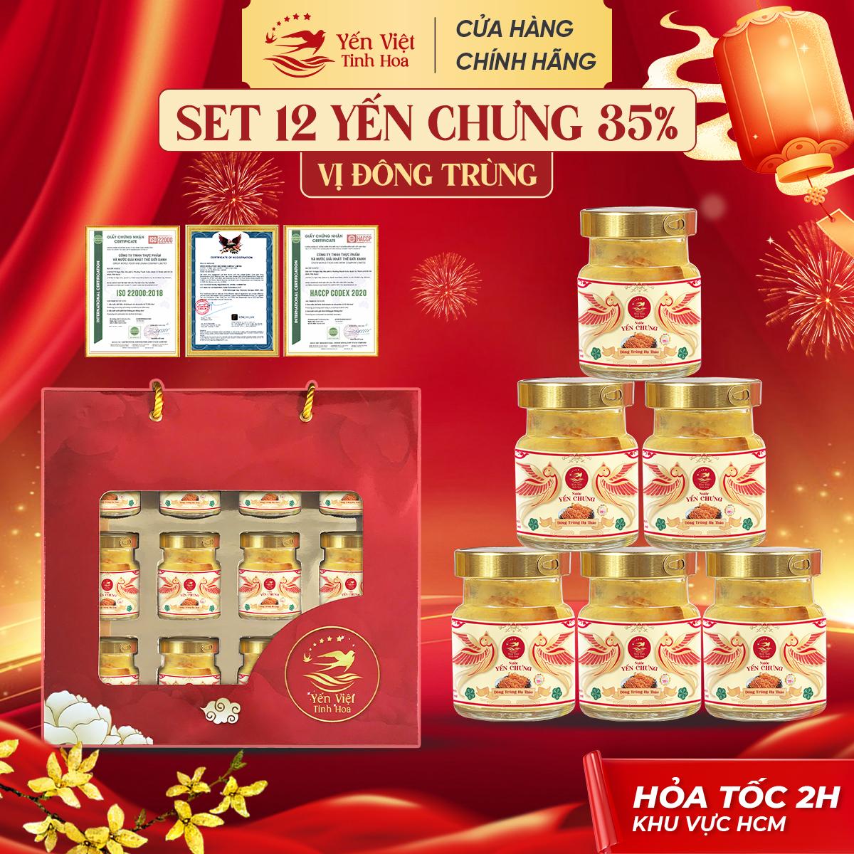 Set 12 Yến chưng 35% - Đông trùng