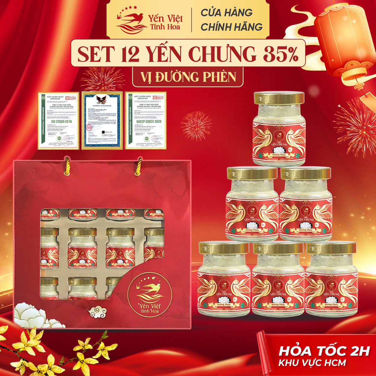 Set 12 Yến chưng 35% - Đường phèn