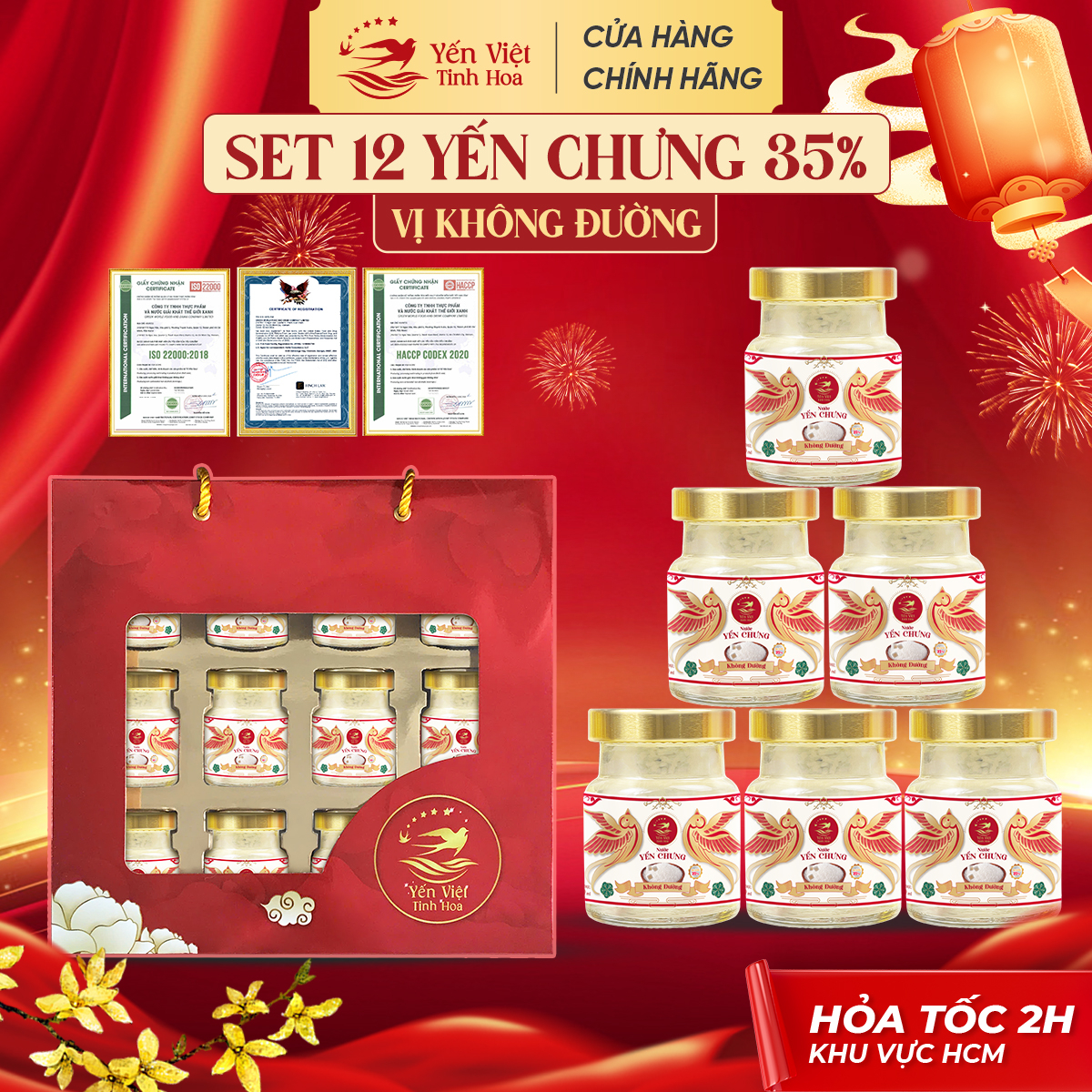 Set 12 Yến chưng 35% - Không đường