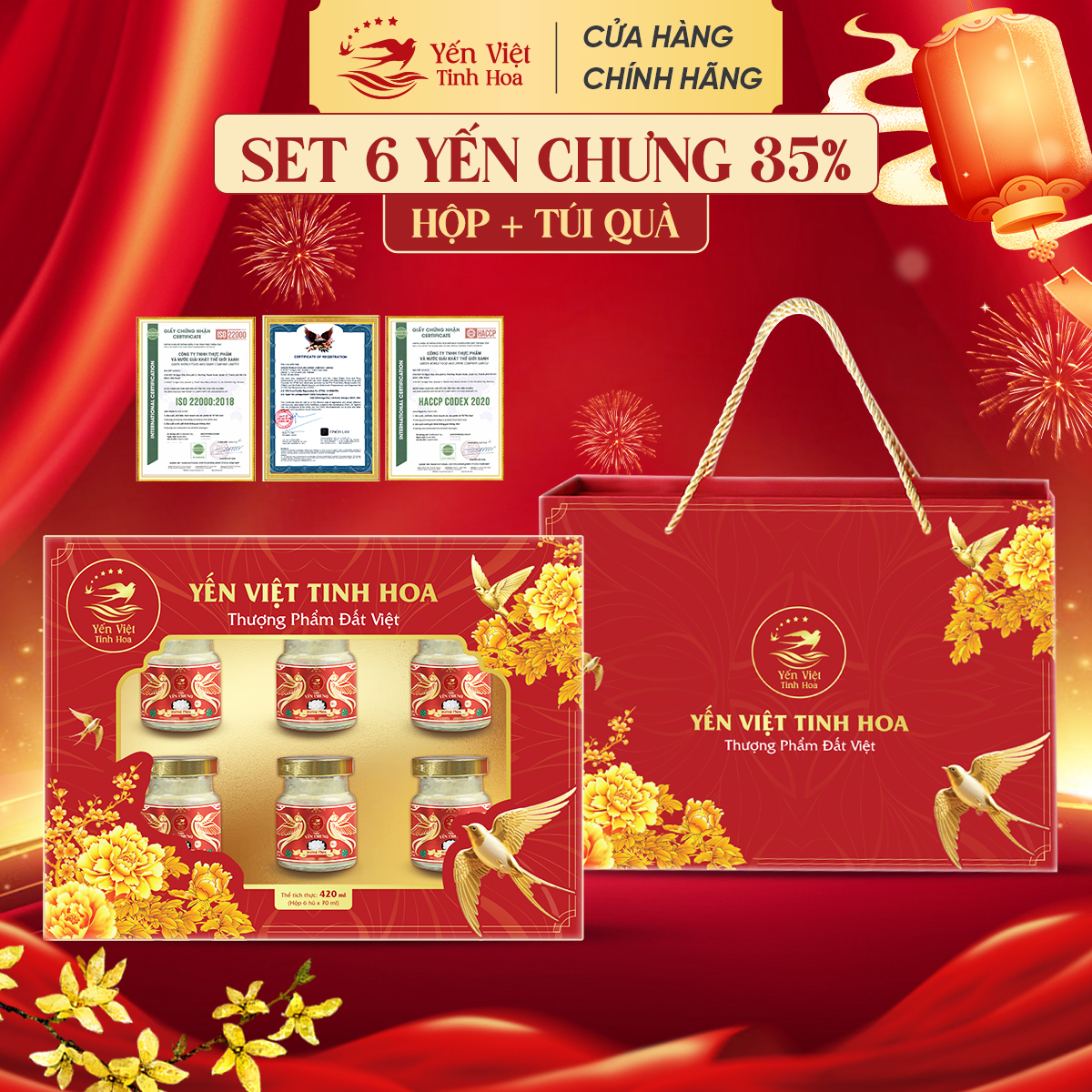 Set 6 Yến chưng 35_ - Túi + Hộp