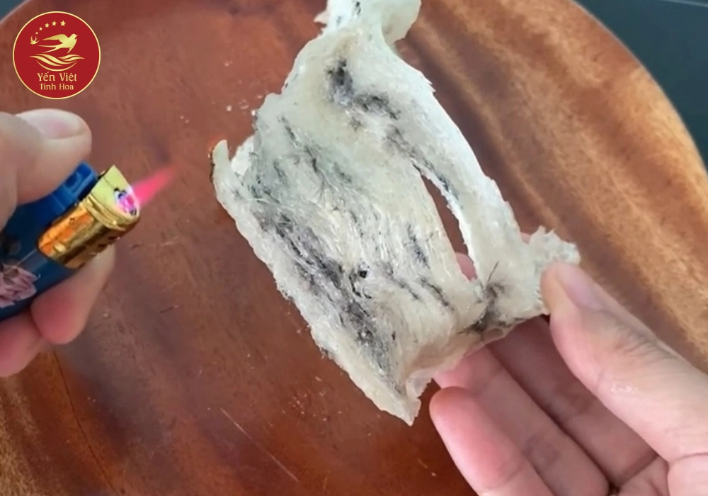 Phân biệt yến thật và yến giả bằng cách đốt